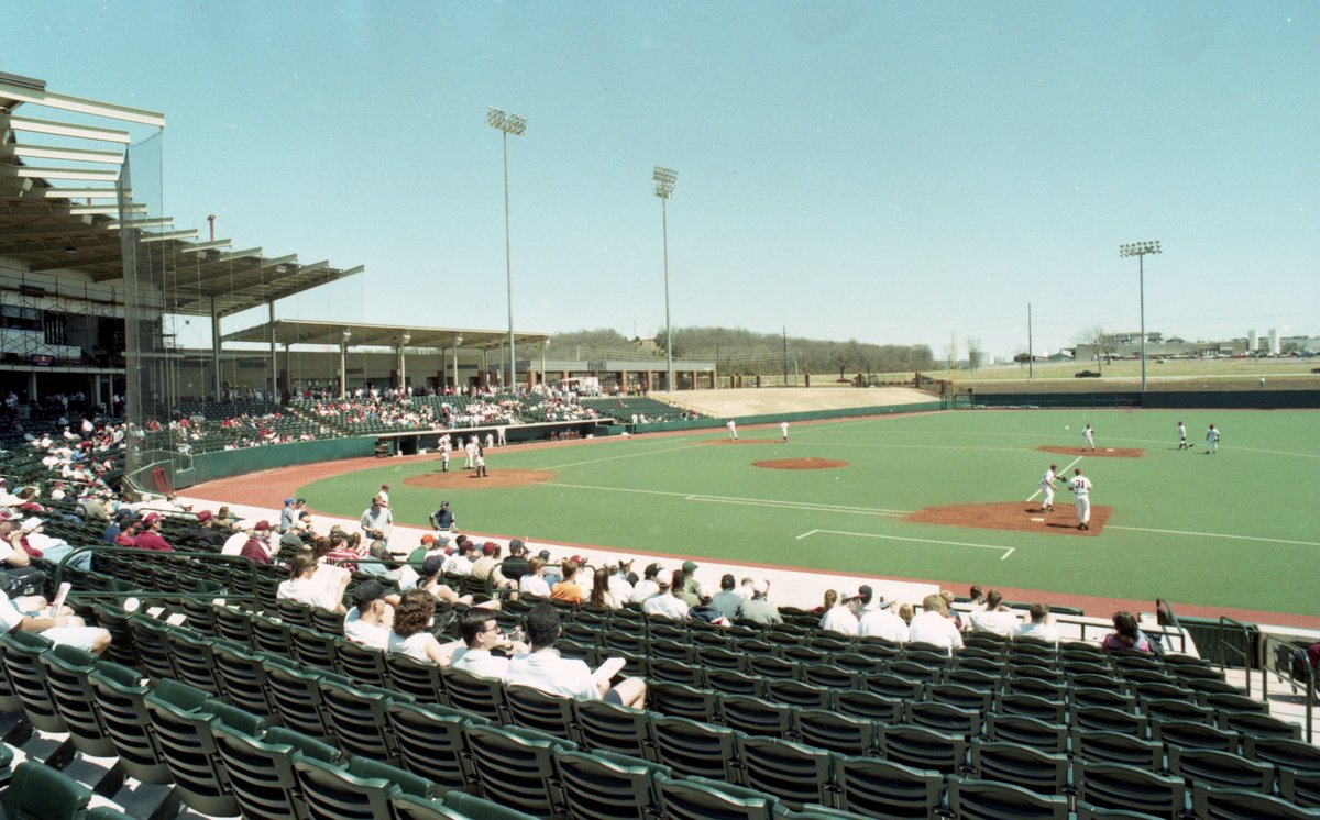 The early days of Baum-Walker Stadium which opened in April of 1996. 

📸: <a href="/RazorbackBSB/">Arkansas Baseball</a>