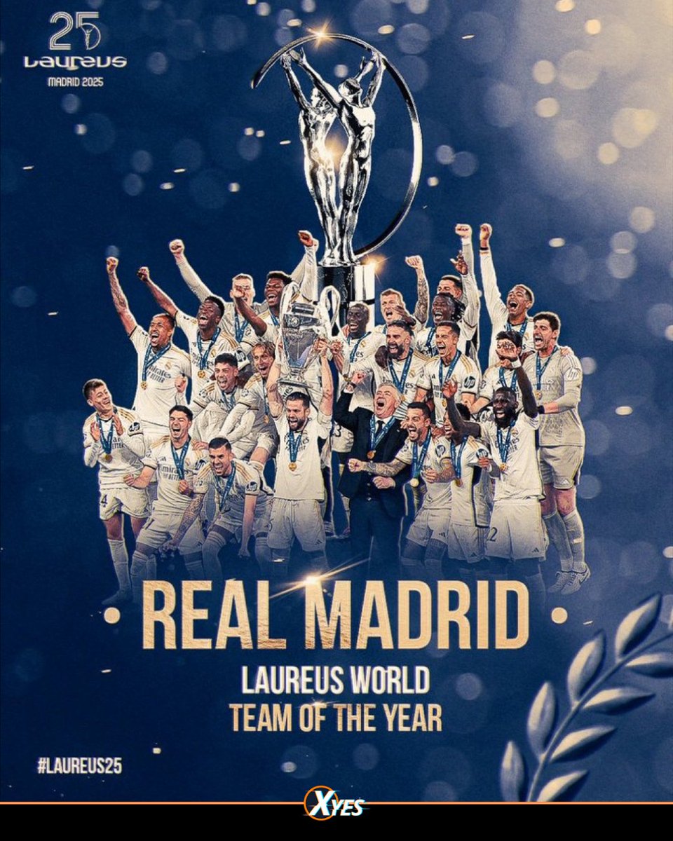 realmadridnote's tweet photo. Real Madrid ha sido elegido como el mejor equipo deportivo del año en los Premios Laureus 2025.

#HalaMadrid https://t.co/vAIiAiWTOl