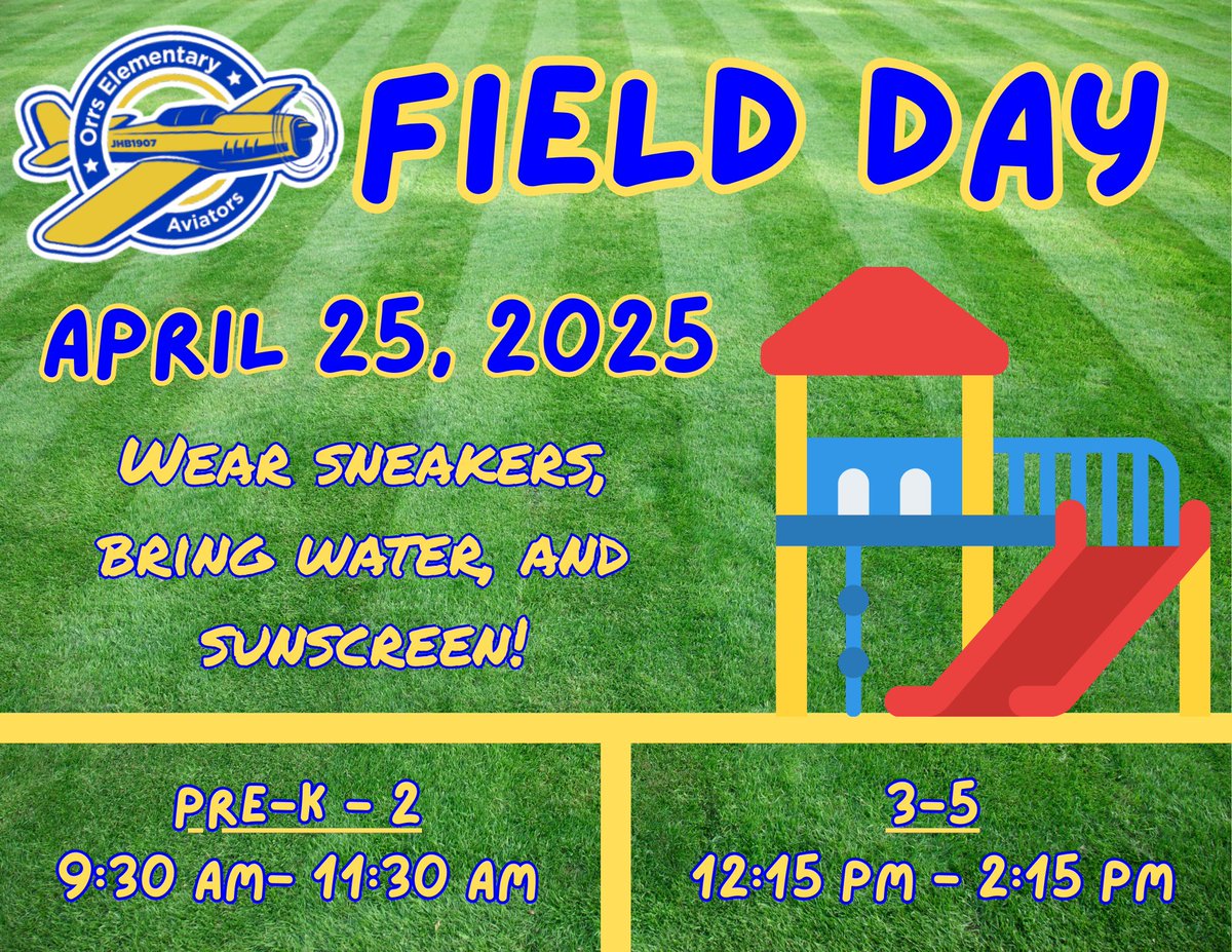 OrrsElementary's tweet photo. ๐โจ๐ FIELD DAY FUN IS FLYING IN FAST! ๐โจ๐
Hey there, ORRS Aviators! ๐ฉ๏ธ Are you ready to race, run, roll, and ROAR with excitement?! ๐๐ Field Day is landing on April 25, 2025, and itโs going to be a fabulous, fun-filled, fantastic day for everyone!
๐๐ฆโ๏ธ๐จ https://t.co/f496ZwLDp3