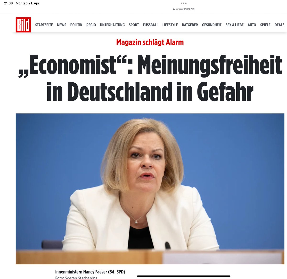 Muss jedem jetzt ganz schwer zu denken geben. Es geht um nicht weniger als die Meinungsfreiheit, und das auch noch aus der Heimat Bamberg #Faeser #SPD #Meinungsfreiheit