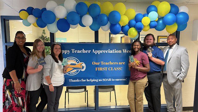 OrrsElementary's tweet photo. Congratulations to Ms. Marshall, Mr. Samples, Mrs. Watkins, and Ms. Ellis for being our #extraORRdinary Day One trivia contest winners! 🥰🤩🥳✈️💛💙 https://t.co/070FCkSizd