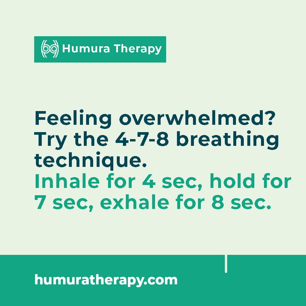 HumuraTherapy's tweet photo. Feeling overwhelmed? 😩

Try the 4-7-8 breathing technique:
🫁 Inhale for 4 seconds
⏸️ Hold your breath for 7 seconds
💨 Exhale slowly for 8 seconds

Repeat a few times and feel the calm take over. 🌿

#MindfulMoments #MentalHealth #HumuraTherapy https://t.co/dCAcrlxZMc