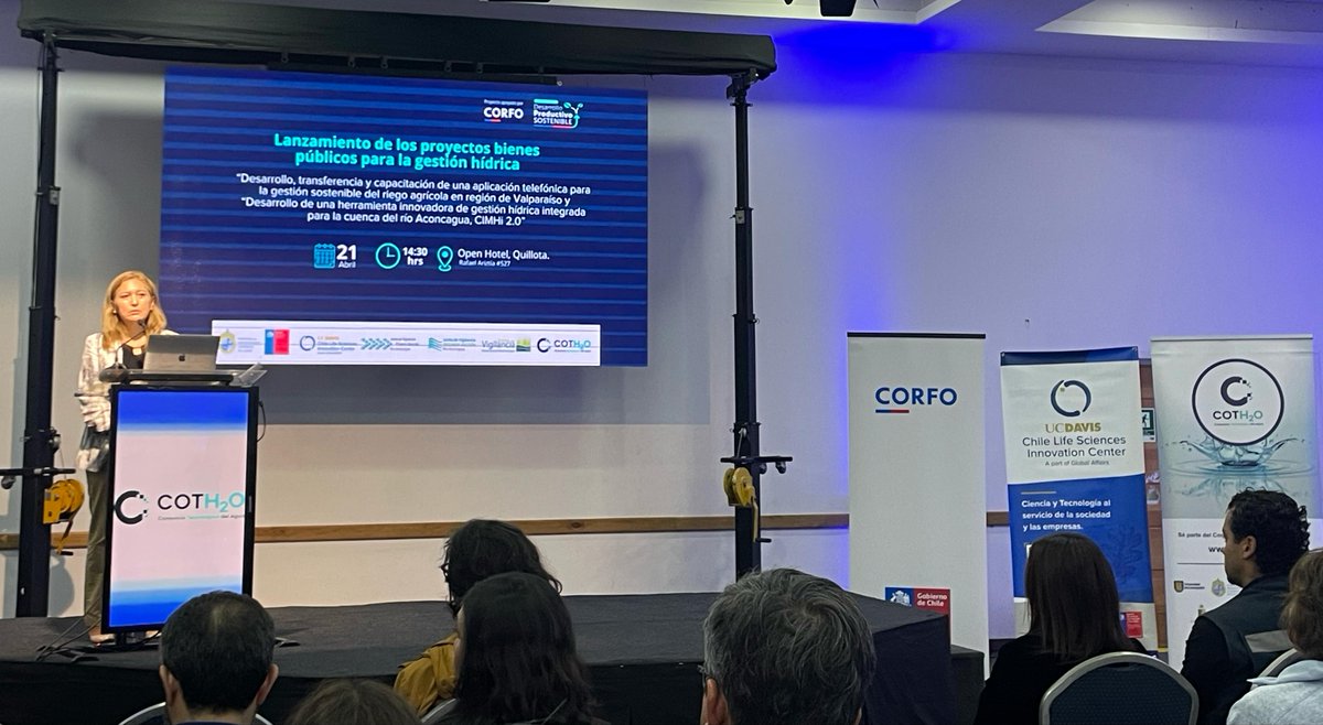 2aJunta's tweet image. |AHORA| Lanzamiento de los proyectos: "Desarrollo, transferencia y capacitación de una app telefónica para la gestión sostenible del riego agrícola en Valparaíso y “Desarrollo de una herramienta innovadora de gestión hídrica integrada para la cuenca del río Aconcagua, CIMHi 2.0”