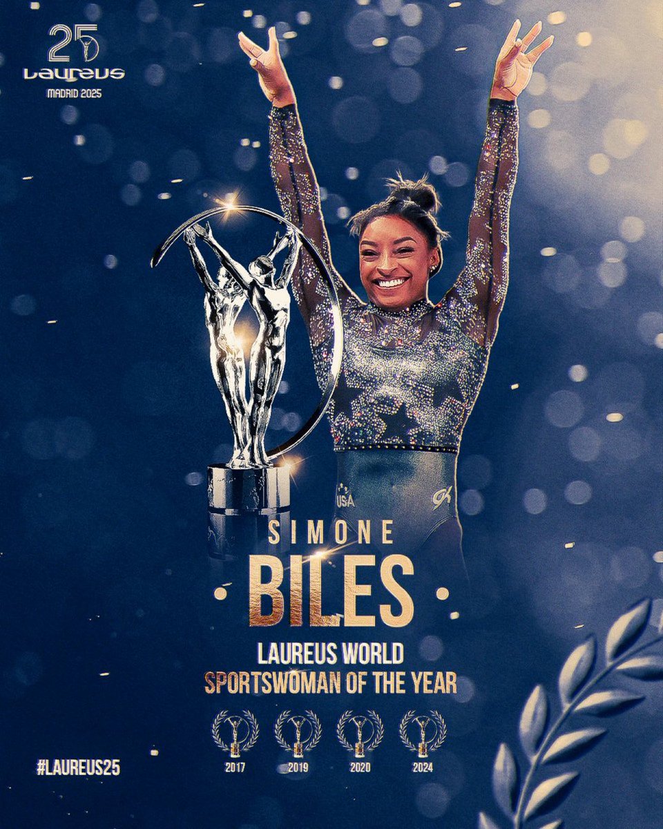 CHM_iNEWS's tweet photo. The #Laureus World Sportswoman of the Year is #Simone_Biles 🏆
#Laureus25 https://t.co/ya1qCtsgvU