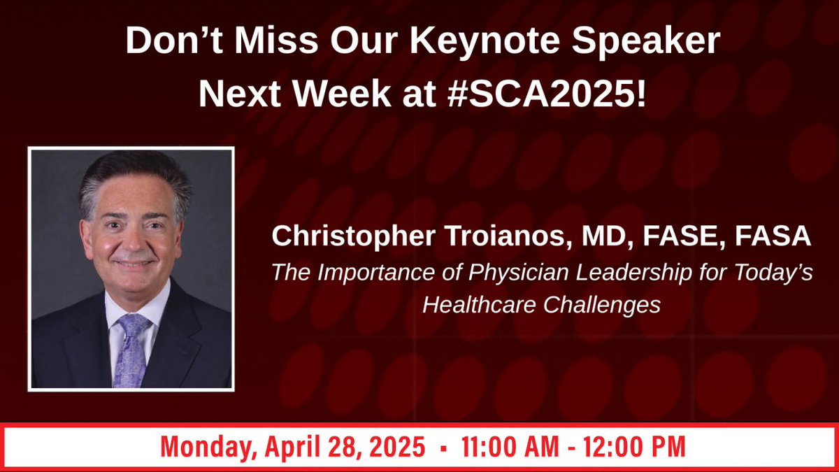 National Board of Echocardiography (@nbe_96) on Twitter photo Thrilled to share that Dr. Christopher Troianos—NBE Immediate Past President —is the #SCA2025 Keynote Speaker! He’ll speak on Physician Leadership in Today’s Healthcare Challenges. Don’t miss it! #Anesthesiology <a href="/scahq/">Society of Cardiovascular Anesthesiologists | SCA</a> <a href="/ChrisTroianos/">Chris Troianos</a> #Echocardiography Thrilled to share that Dr. Christopher Troianos—NBE Immediate Past President —is the #SCA2025 Keynote Speaker! He’ll speak on Physician Leadership in Today’s Healthcare Challenges. Don’t miss it! #Anesthesiology <a href="/scahq/">Society of Cardiovascular Anesthesiologists | SCA</a> <a href="/ChrisTroianos/">Chris Troianos</a> #Echocardiography