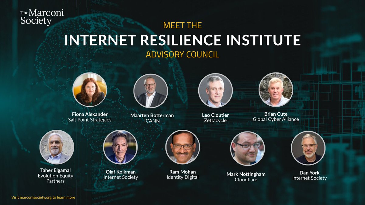 We are honored to be joined by an extraordinary group of leaders guiding one of today’s most critical efforts: strengthening the Internet’s resilience. Learn more about the 9 workstreams addressed in our recent IR Workshop Report: marconisociety.org/published-repo…