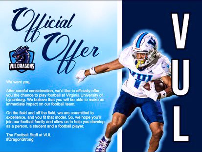 Blessed to receive an offer from Virginia University of Lynchburg!