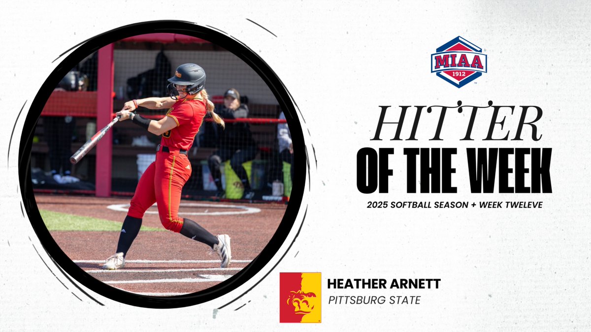 The MIAA (@themiaa) on Twitter photo Posting a slash line of .615/.706/.923 + Becoming <a href="/Gorilla_SFB/">Pitt State Softball ๐ฅ</a> all-time hit leader = Heather Arnett as our ๐๐๐ผ๐ผ ๐๐๐๐๐๐ ๐๐ ๐๐๐ ๐๐๐๐ ๐ฅโคต๏ธ
๐ฐ tinyurl.com/23h5emsc
#BringYourAGame Posting a slash line of .615/.706/.923 + Becoming <a href="/Gorilla_SFB/">Pitt State Softball ๐ฅ</a> all-time hit leader = Heather Arnett as our ๐๐๐ผ๐ผ ๐๐๐๐๐๐ ๐๐ ๐๐๐ ๐๐๐๐ ๐ฅโคต๏ธ
๐ฐ tinyurl.com/23h5emsc
#BringYourAGame