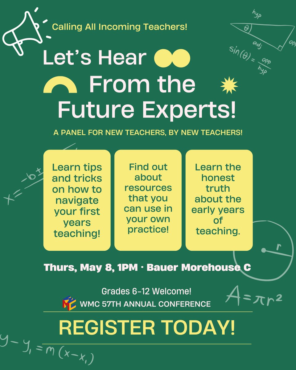 WI Math CNECT at Green Lake!  What questions do you have about your future career?   Get them answered by a panel for new teachers by new teacher!
