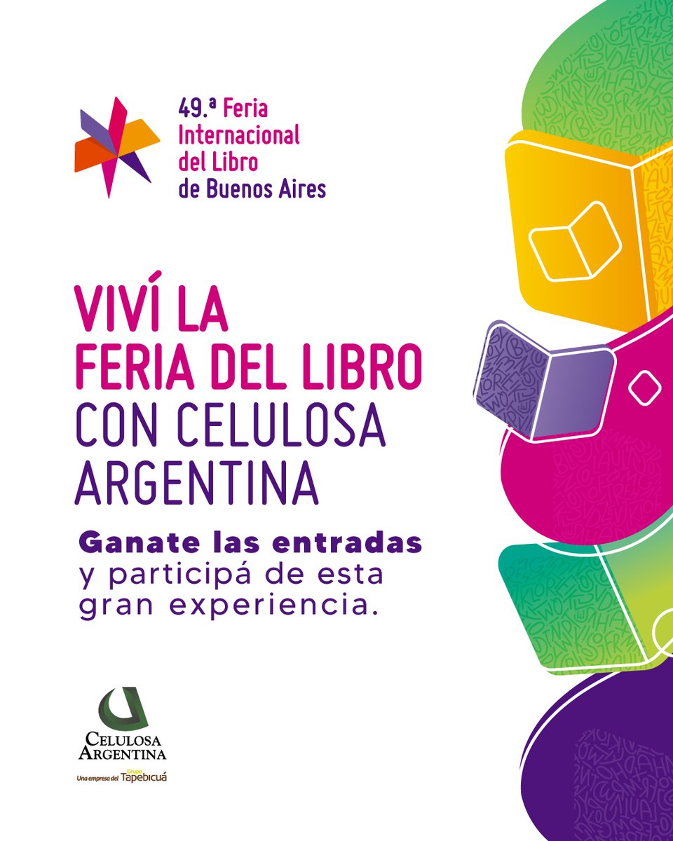 Sorteamos 10 pares de entradas para la Feria del Libro:

📚 Seguinos en instagram.com/celulosaargent…
📚 Dale like al post
📚 Contanos en comentarios cuál es tu libro preferido y por qué.

Tenés tiempo de participar hasta el 25/04. Anunciamos a los ganadores por historias.