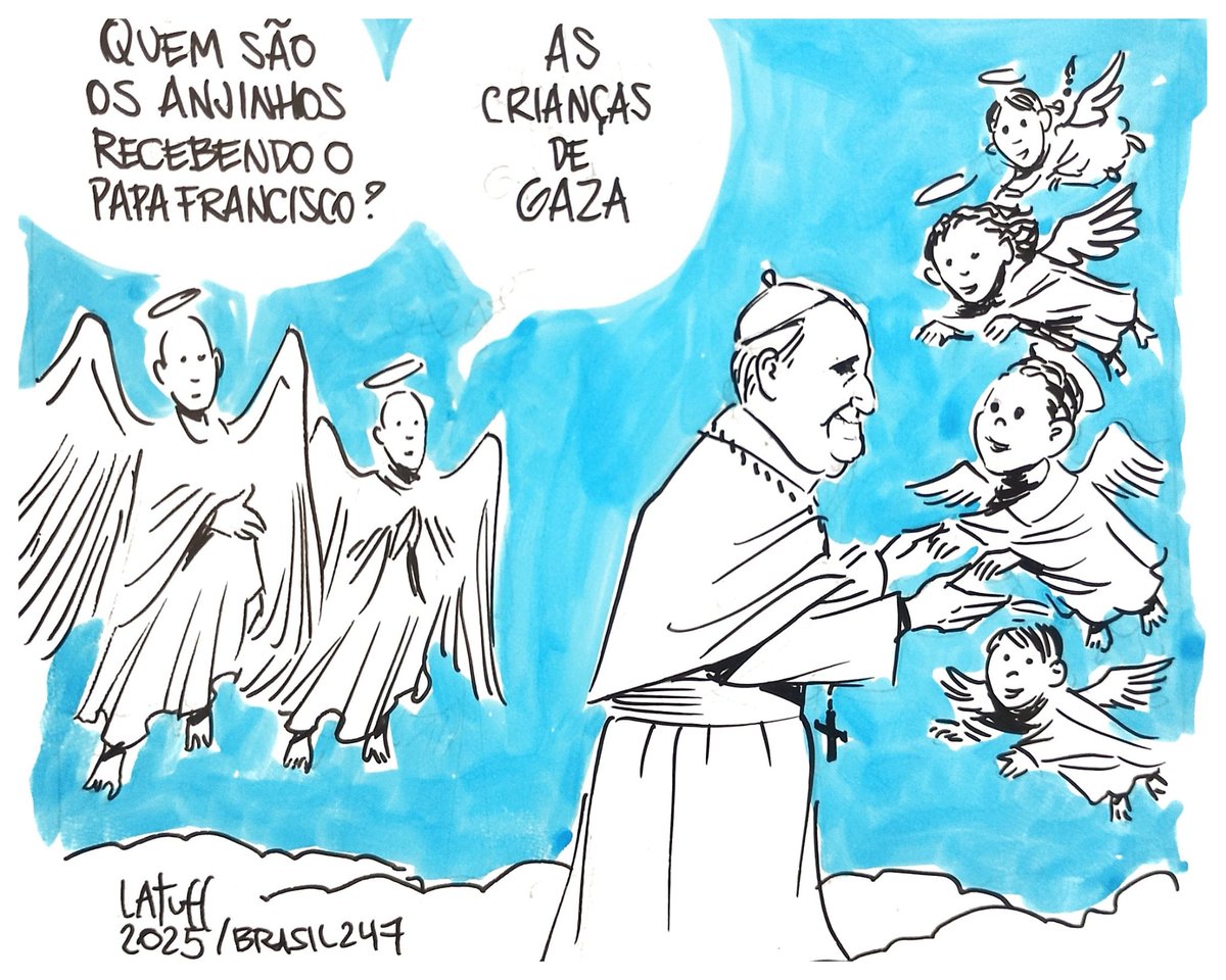 "Who are the little angels welcoming Pope Francis?"

"The children of Gaza"