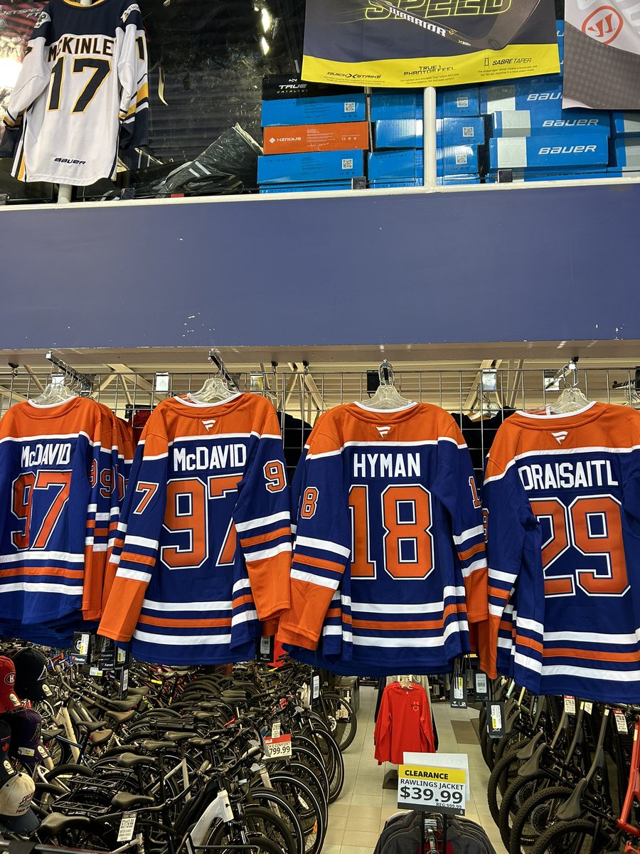 SFSstalbert's tweet image. The Oilers playoff run starts today and we have tons of jerseys, hats, tees and car flags available! Have both premium,replica and youth jerseys with player and blank options available in all of them. #playoffszn #becauseitsthecup #oilnation