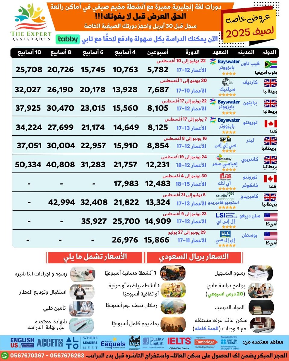 TheExpertAssist's tweet photo. 📢 عروض دورات اللغة الإنجليزية في الخارج 🌍
الحق العرض قبل لا يفوتك!
 سجل قبل 30 أبريل واستمتع بدورات اللغة الإنجليزية مع مخيم صيفي او دورات لغة انجليزية طوال العام بين الدراسة والمتعة في أفضل الدول
 
📞 للتواصل والاستفسار: 0567670367 https://t.co/TvVGboGPKw