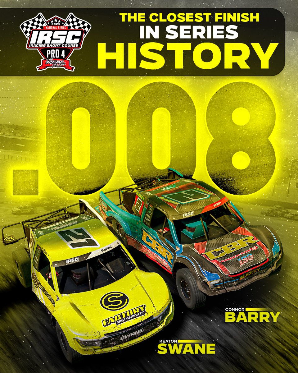 iRacingshort's tweet photo. 0.008 seconds. That’s all that separated Swane and Barry last week at Crandon. The closest finish in series history. #2025NationalSeries https://t.co/stTI1oosn9