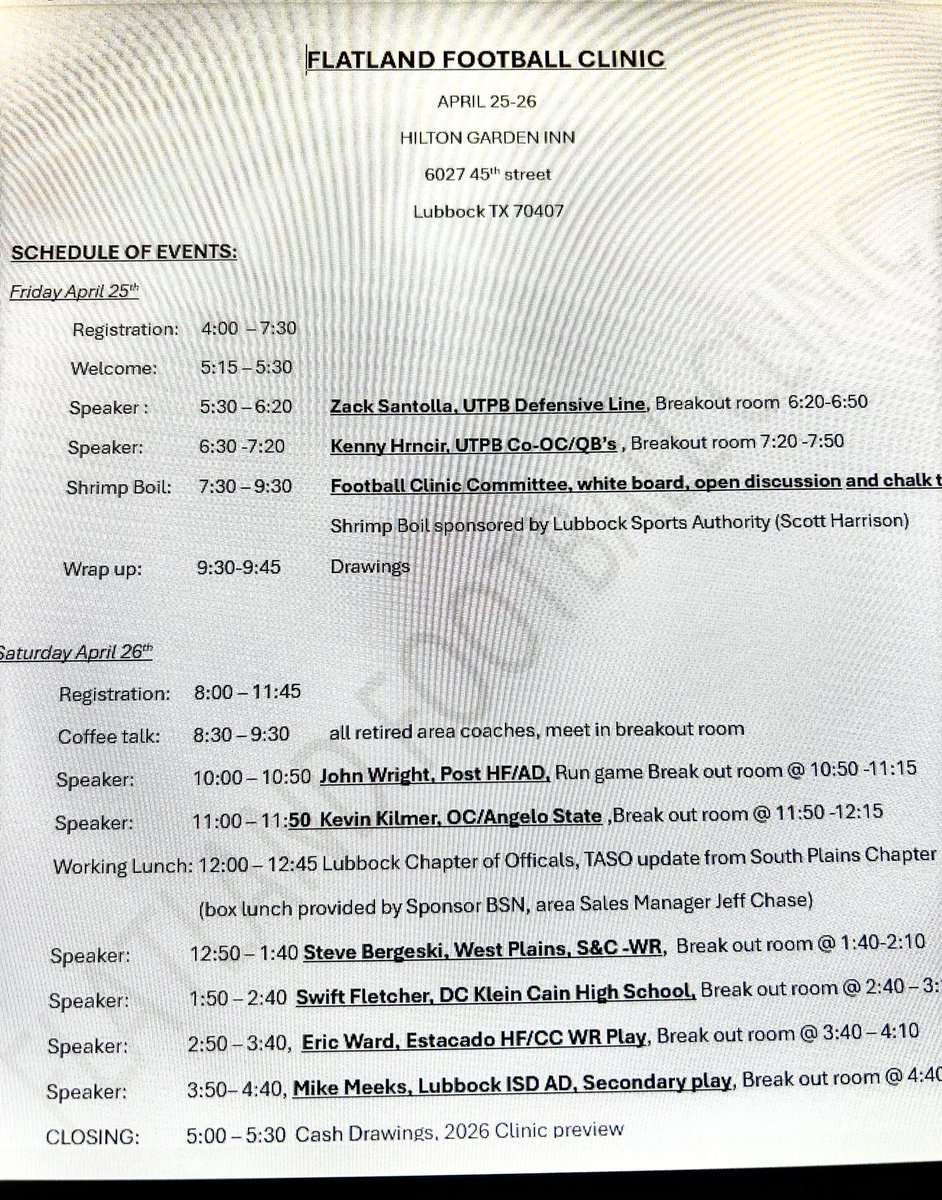5 days away, get signed 
up today!
Hoping to have some football coverage and welcoming 
<a href="/Matt_Stepp817/">Matt Stepp</a> <a href="/806hsscmedia/">Jasone Pearson</a> <a href="/KaleSteed/">Kale Steed</a> <a href="/pchristy11/">Pete Christy</a> <a href="/FloresAarrhon/">Coach Flores</a> <a href="/coachrichmond05/">Coach John Richmond</a> <a href="/CoachBloskas/">Keith Bloskas</a> <a href="/Dvd1034/">Doug Duncan</a> <a href="/CoachPoynorSHS/">Brian Poynor</a> <a href="/coachwyatt71/">Coach Wyatt Martinez</a> <a href="/Coach_Richards1/">Jason Richards</a> <a href="/UTEPFB/">UTEP Football</a> 

docs.google.com/forms/d/e/1FAI…
