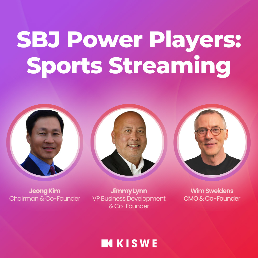 Kiswe 📹 (@kiswevideo) on Twitter photo Congrats to co-founders Jeong Kim, <a href="/JimmyLynnDC/">Jimmy Lynn</a>, and <a href="/wimsweldens/">Wim Sweldens</a> for being named to the <a href="/SBJ/">Sports Business Journal</a> Streaming Power Players list for their role in helping partners like the <a href="/Suns/">Phoenix Suns</a>, <a href="/utahjazz/">Utah Jazz</a>, and <a href="/PelicansNBA/">New Orleans Pelicans</a> launch their Kiswe-powered, direct-to-consumer streaming platforms.
Read more Congrats to co-founders Jeong Kim, <a href="/JimmyLynnDC/">Jimmy Lynn</a>, and <a href="/wimsweldens/">Wim Sweldens</a> for being named to the <a href="/SBJ/">Sports Business Journal</a> Streaming Power Players list for their role in helping partners like the <a href="/Suns/">Phoenix Suns</a>, <a href="/utahjazz/">Utah Jazz</a>, and <a href="/PelicansNBA/">New Orleans Pelicans</a> launch their Kiswe-powered, direct-to-consumer streaming platforms.
Read more