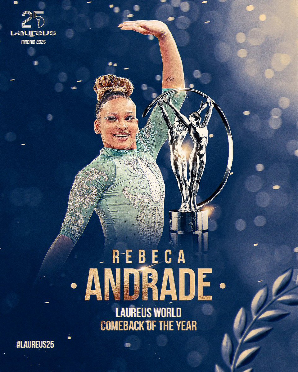 tracklist's tweet image. DO BRASIL! Rebeca Andrade vence o Prêmio Laureus de "Retorno do Ano", sendo a primeira mulher brasileira a ganhar na premiação. 🇧🇷

A ginasta foi premiada após superar uma série de lesões e conquistar o pódio nos Jogos Olímpicos em 2024.