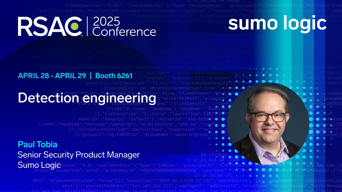 Detection engineering is the missing 🔗 between threat intel &amp; operational #security. Join Sumo Logic at #RSAC25  to learn how to:

🤔 Automate threat hunting
🤔 Integrate MITRE ATT&amp;CK into detection strategies
🤔 Build a maturity model approach

ow.ly/zoTY50VEX5K