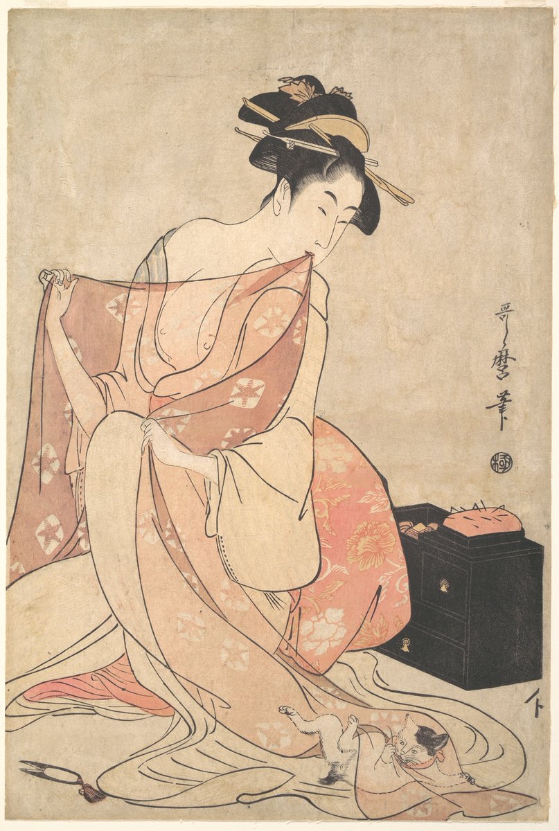 A Woman and a Cat, by Kitagawa Utamaro, ca. 1793-1794
