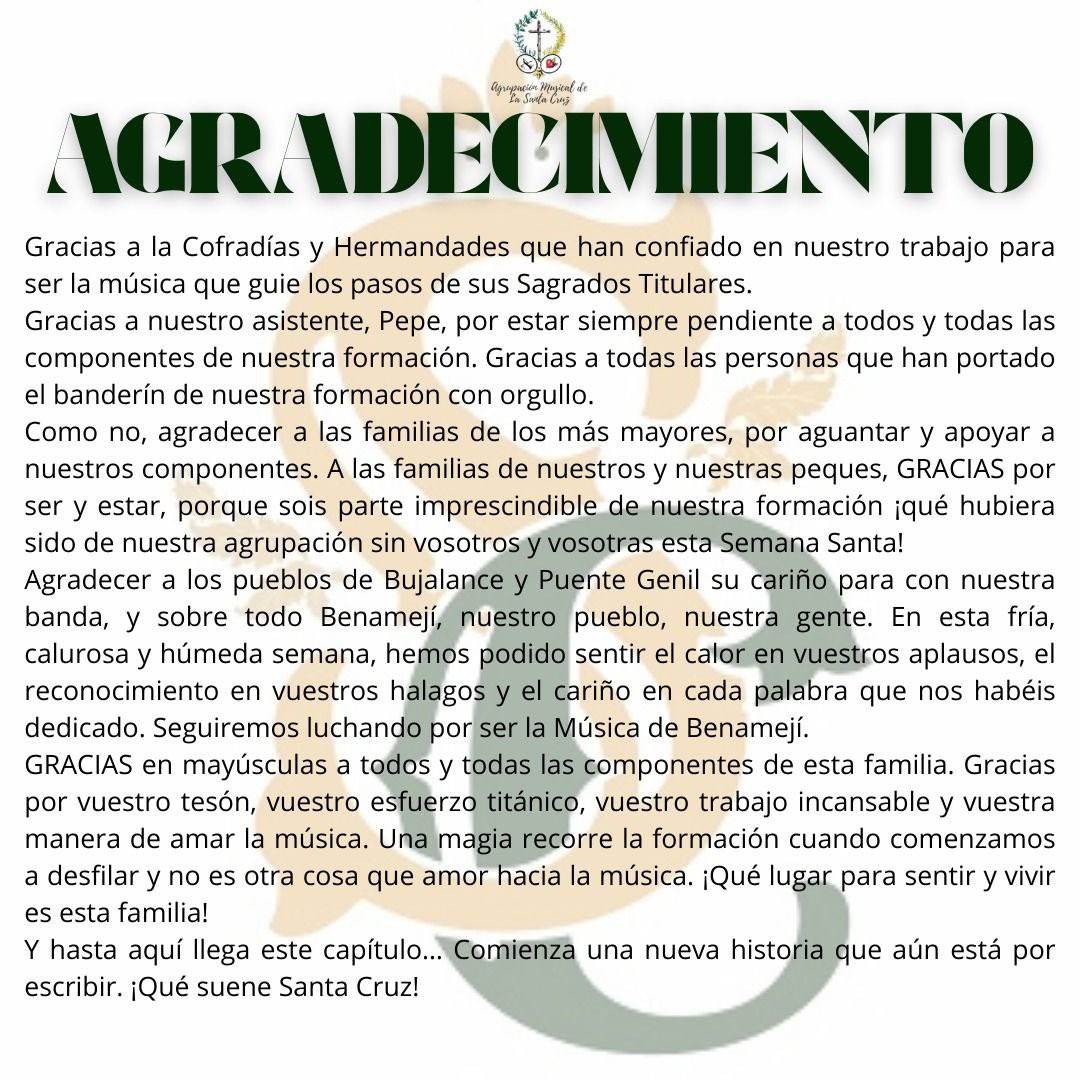 ✝️ 𝑳𝒖𝒏𝒆𝒔 𝒅𝒆 𝑷𝒂𝒔𝒄𝒖𝒂 ✝️

¡Ponemos fin a un capítulo muy especial para la historia de nuestra formación! 🎺🥁

#AMSC✝

#SuenaSantaCruz🎶🎶

#XVIIAñoSoñando🎺🎼