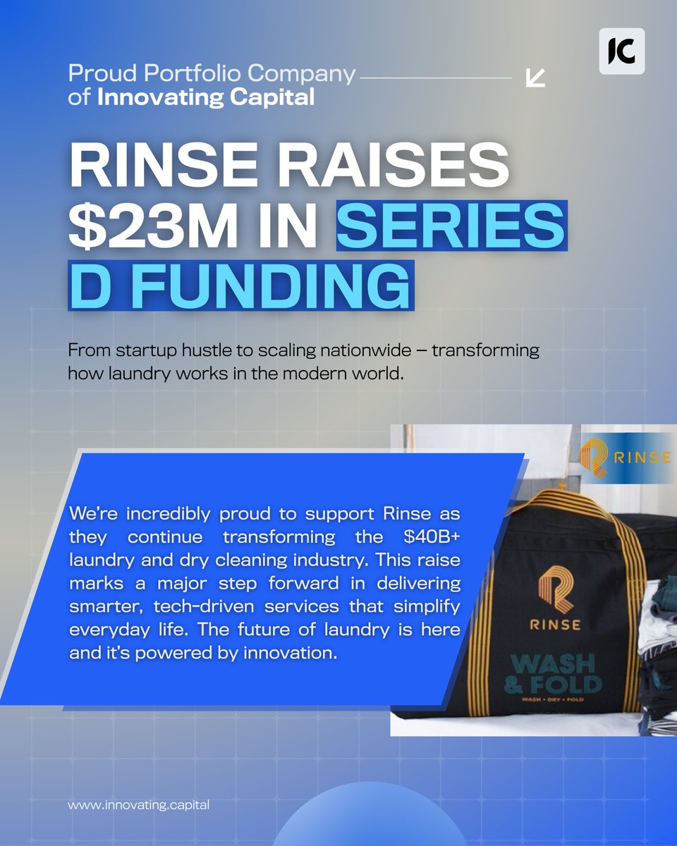 We’re excited to see our portfolio company <a href="/Rinse/">Rinse</a> raise $23M in Series D funding led by <a href="/LGUS/">LG Electronics</a>! (LG Electronics)

👉Read the full story via <a href="/Inc/">Inc.</a>: inc.com/ali-donaldson/…

#rinse #fundingnews #lg #startups #laundrycare #drycleaning #consumertech #funding