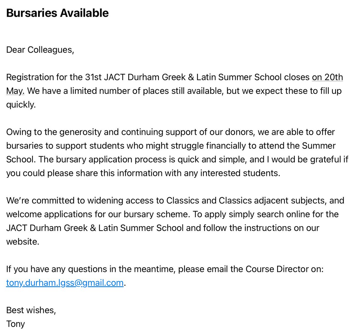 🚨 🚨 BURSARIES AVAILABLE 🚨 🚨

#JACTGreek #JACTLatin #JACTHomericHero

durhamglss.org