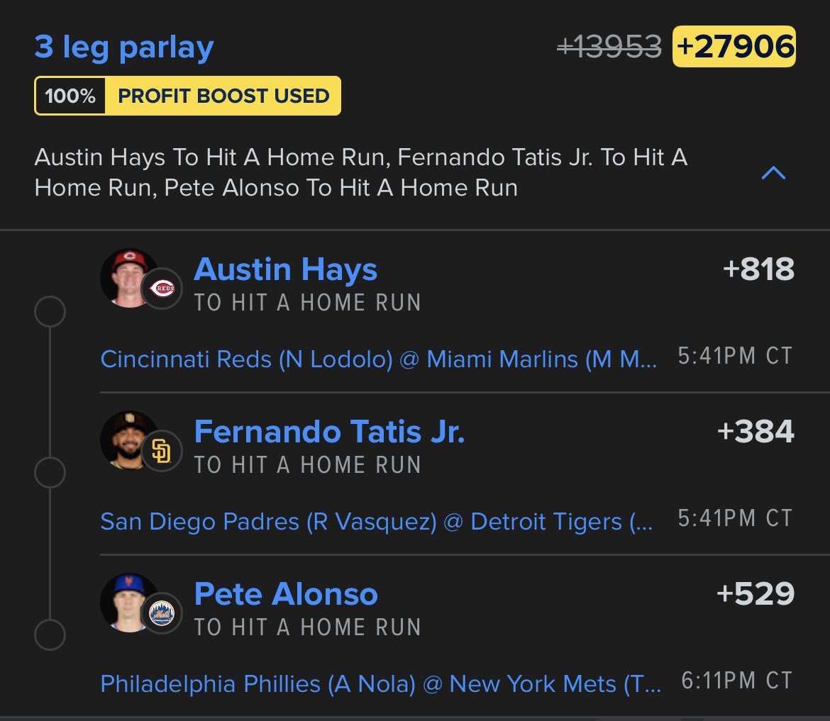 KozaBets's tweet photo. Monday Ball, MLB HR Parlay https://t.co/c6eICJrEby