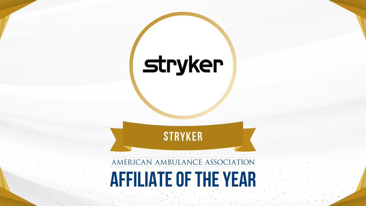 Congratulations to Stryker! Stryker was selected as a 2025 American Ambulance Association Affiliate of the Year for its ongoing support of the #StarsofLife #EMS recognition program as well as the AAA Annual Conference &amp; Trade Show. #AAAawards #AMBUCON25