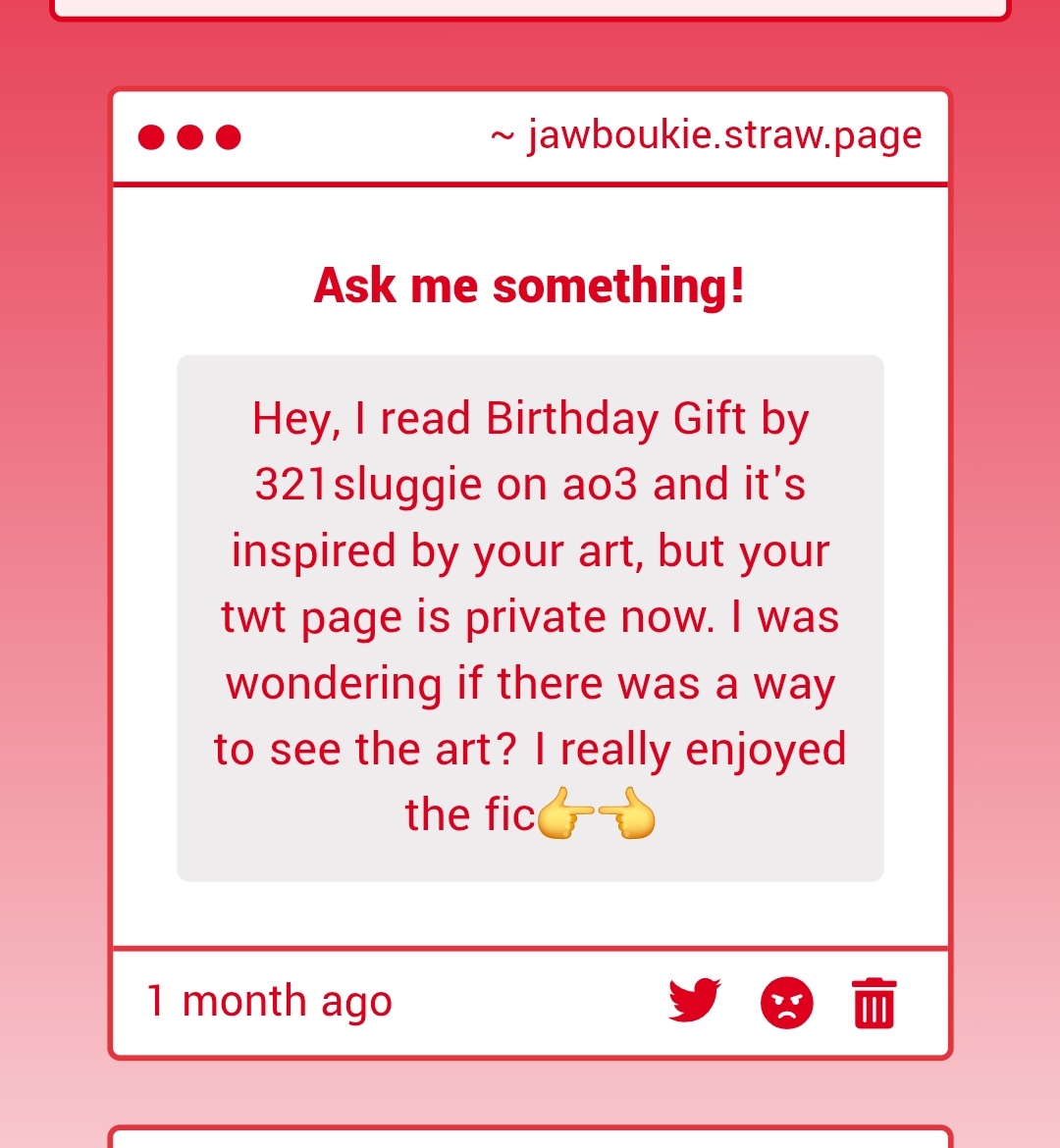 jawpoukie's tweet photo. I don't use this blog anymore and I'm a month late to this ask so idk if you'll see this, but God bless thanks for informing me. Enjoy the yaoi https://t.co/sB2enqJSZL