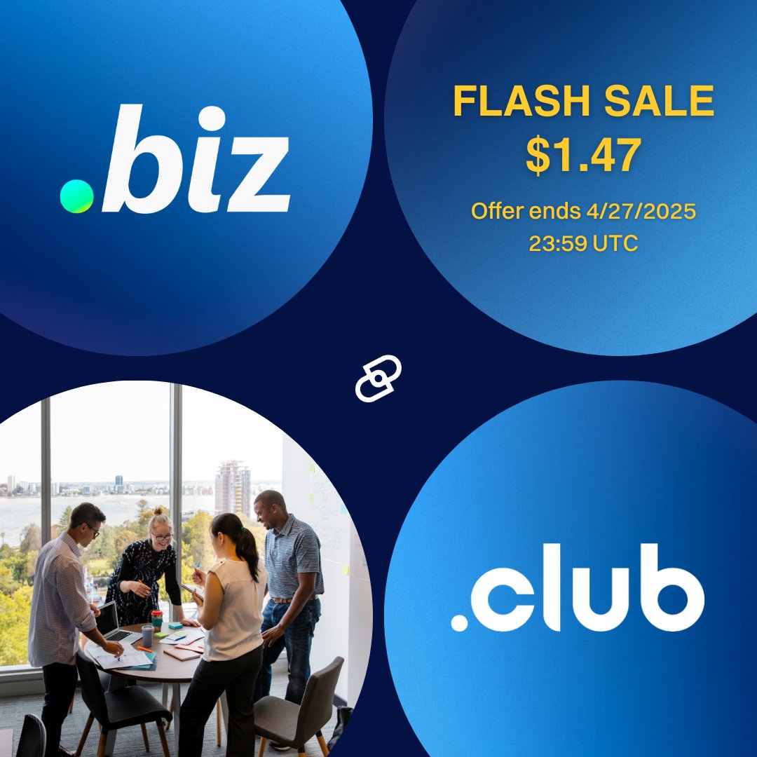Ready to build your biz or grow your club? Get your .BIZ or .CLUB domain for only $1.48 until 4/27/2025 23:59 UTC! Register today: dyna.me/4lA7QhU

💼 Perfect for businesses &amp; communities
🛡️ WHOIS privacy included
💻 Easy-to-use tools