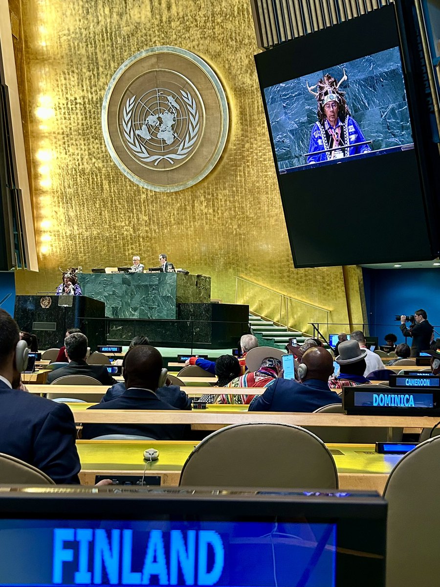 FinlandUN's tweet photo. #UNPFII24 has started! The main topic this year is the implementation of the UN Declaration on the Rights of #Indigenous Peoples in UN Member States and in the UN system, including good practices and challenges. https://t.co/ZugVL9Mwxf