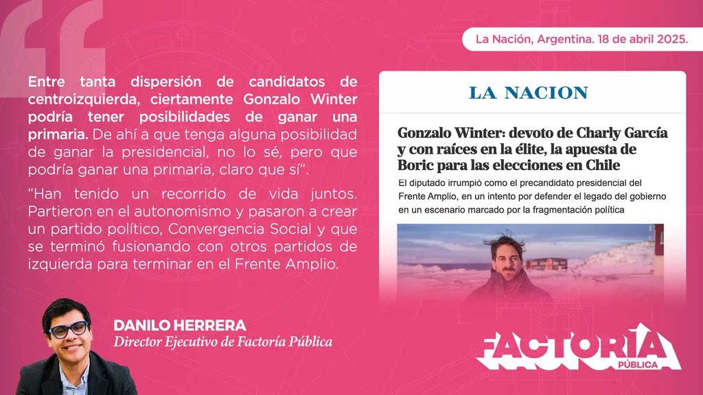 Hablé de las opciones de Gonzalo Winter (FA) en las primarias progresistas con <a href="/LANACION/">LA NACION</a> de Argentina. <a href="/FactoriaPublica/">Factoría Pública</a>