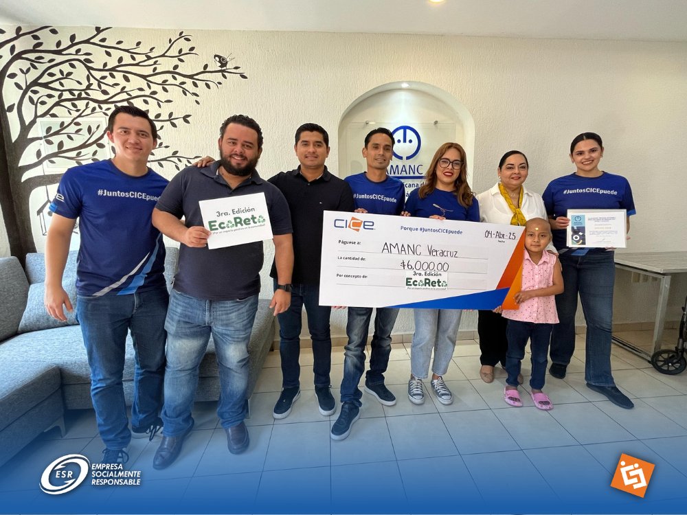 FundacionCICE's tweet photo. ¡Éxito total en la 3ª edición del #EcoReto de CICE! 41 personas en 7 equipos recolectaron 1,837 kg de material reciclado. ¡El equipo ganador eligió a @AMANCVeracruz como beneficiario, apoyando su gran labor con niños y adolescentes con cáncer! Juntos #CICEpuede ♻️💚🌍 https://t.co/mt6Mp5n8AR