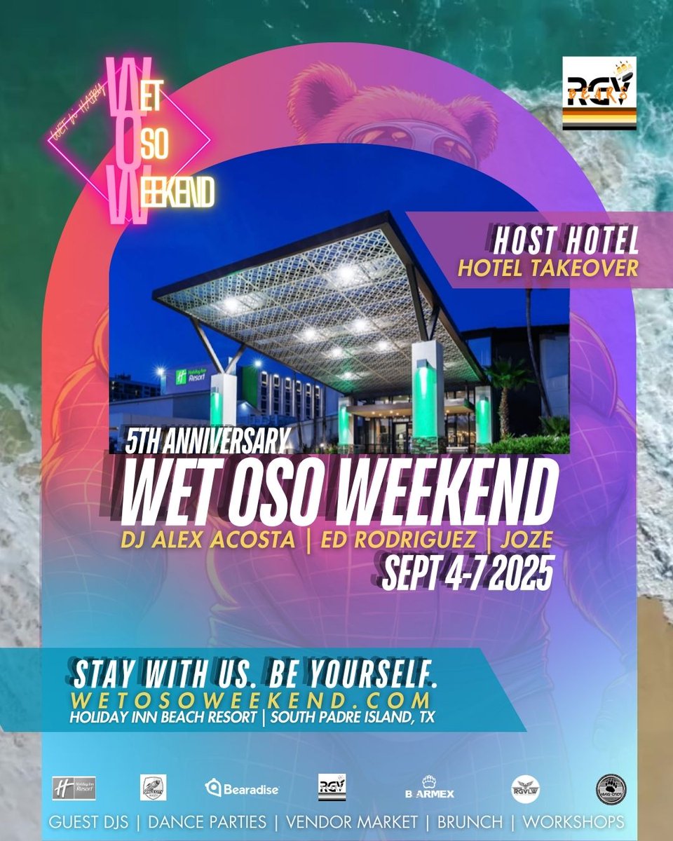 🏢 HOTEL TAKEOVER: Stay with us. Be yourself. Enjoy the perks!

📍South Padre Island, TX | Sept 4-7 

🎟 Tickets &amp; Event Info: 
rgvbears.org/wetosoweekend