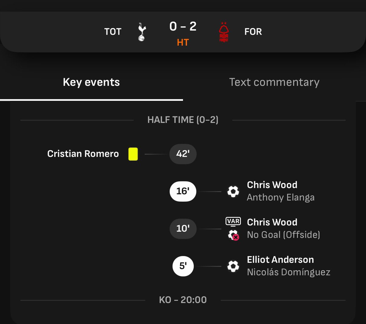 WEFOOTBALL777's tweet photo. 2024-25 PREMIER LEAGUE MATCHWEEK 33
Mon 21 Apr 20:00 UKT - Spurs vs Nottingham Forest half-time results 
#wefootball777 #football #PremierLeague #EPL #matchweek33 
#Spurs #nottinghamforest #tottenhamhotspurstadium https://t.co/WIq3tw1Iw2
