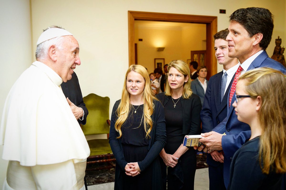 Mark_Shriver's tweet image. In June of 2016, we were invited to morning mass with Pope Francis and blessed to have a few minutes with him afterwards.
He was - - and still is- - a wonderfully complicated teacher; he was dogmatic, yet very open to the Holy Spirt moving each of us in different ways. He…
.