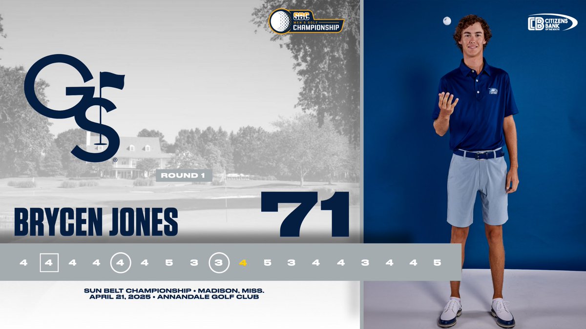 GS Men's Golf (@gasoutherngolf) on Twitter photo 18 down at the #SunBeltMGolf Championship.
<a href="/BrantleyBaker6/">Brantley Baker</a>, Edouard Cereto, and Brycen Jones shoot 1-under par with the team sitting even on the day.
#HailSouthern 18 down at the #SunBeltMGolf Championship.
<a href="/BrantleyBaker6/">Brantley Baker</a>, Edouard Cereto, and Brycen Jones shoot 1-under par with the team sitting even on the day.
#HailSouthern