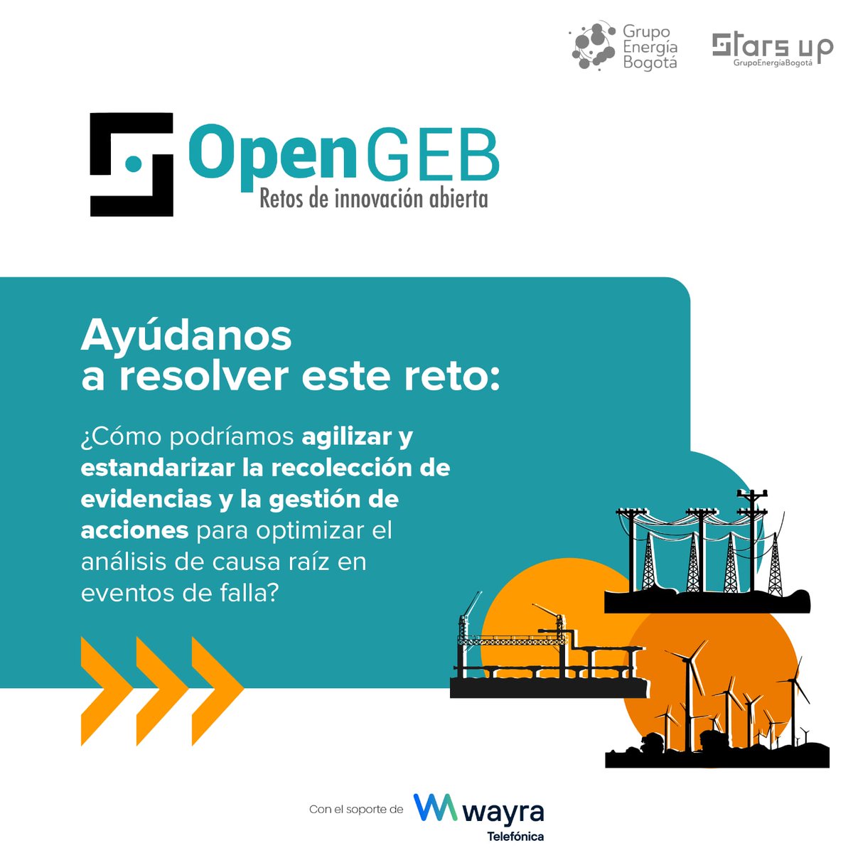 GEBStarsUp's tweet photo. ¿Y si tu idea es la gran solución?
En #OpenGEB de @GEBStarsUp conectamos desafíos reales con buenas ideas.
Nuevo reto:
¿Cómo agilizar y estandarizar la recolección de evidencias y la gestión de acciones en fallas?
Más información aquí:
https://t.co/QcmzWyrcqc https://t.co/oiPrwCh1WK