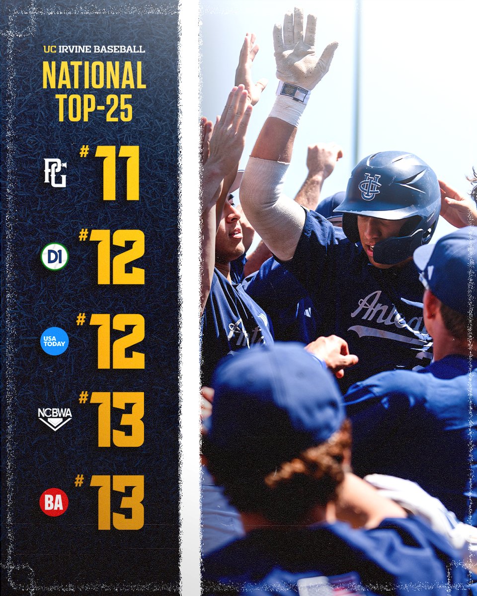 UCIbsb's tweet photo. A look at where the 'Eaters stand this week in the National Top-25 📊

#EatersGottaEat | #RipEm https://t.co/KccdmmjyH6