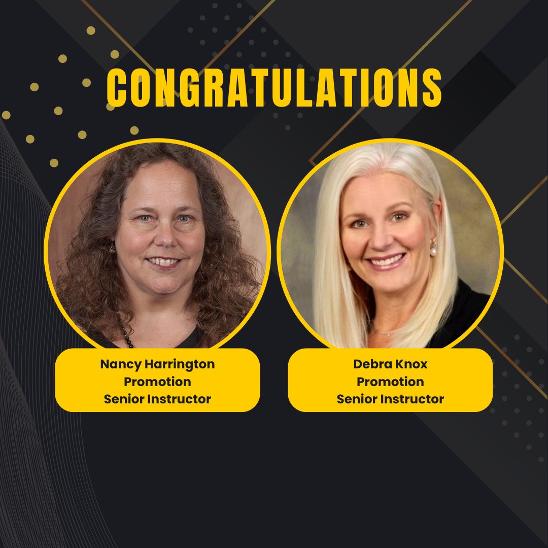 Well-deserved! Sending out huge congratulations to Nancy Harrington on her promotion to Senior Instructor and Debra Knox on her promotion to Senior Instructor. The appointments are effective August 8.