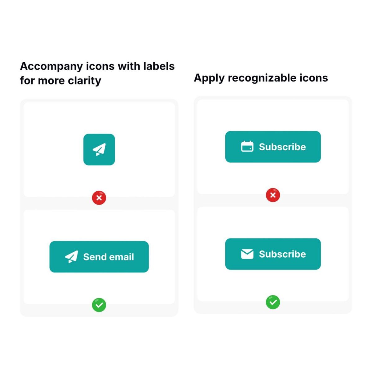 RaziAIUXUI's tweet photo. Day 7 of #100DaysOfUIUX
Icons alone aren’t enough.
An icon without a label = confusion
A wrong icon = poor user experience
Always:

Pair icons with clear labels

Use familiar, recognizable icons

#UXDesign #UIDesign #UXTips #UXUIchallenge #100DayChallenge https://t.co/Z20ijoBPab