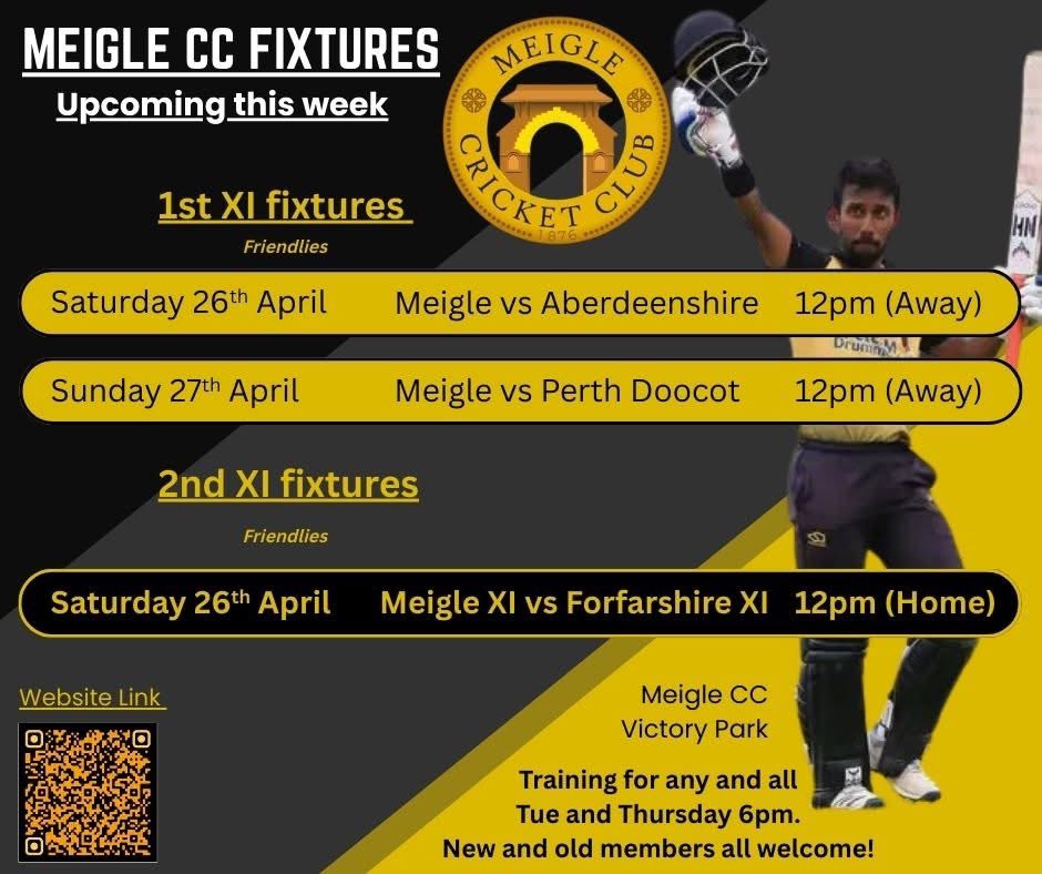 Our up and coming fixtures for this week. Can follow fixtures on cricket Live app. Last set of friendly warm ups before we hit the league fixtures! 

As always new members always welcome and Junior cricket starts up this Wednesday at 6pm too!