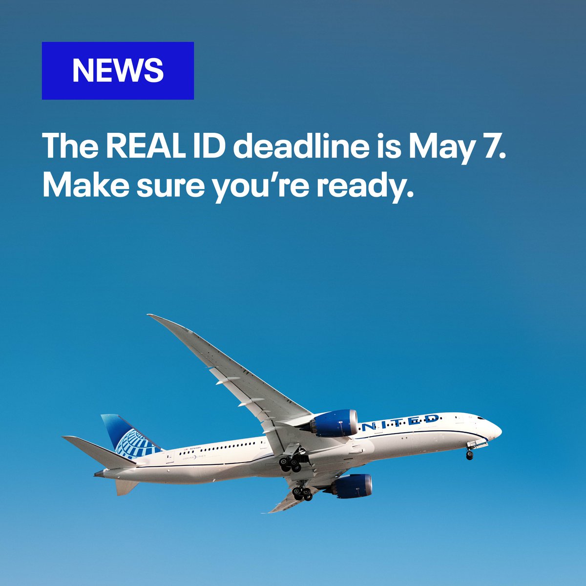 Passing on this *real* important reminder from the TSA! 
 
Starting May 7, your driver’s license or state ID must be a REAL ID to fly within the U.S. If you won't have one by that date, you can bring your passport or another acceptable form of ID instead. Just remember – without