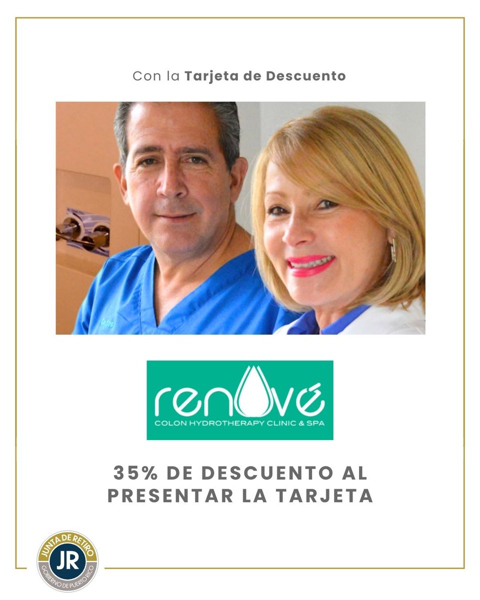 TarjetadeRetiro's tweet photo. 💆‍♀️✨ ¡Bienestar con descuento exclusivo en Renové! ✨💆‍♂️
obtén un 35% OFF en nuestros tratamientos 🌿💧

Renová tu cuerpo, revitaliza tu bienestar 💚

Todo esto es gracias a @juntaderetiro

#JuntadeRetiro 
#CompraLocal 
#Pensionados 
#GobiernoDePuertoRico #TarjetaDeDescuento https://t.co/xqVGbYEqvU