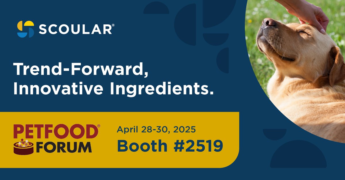 Excited about Petfood Forum?  We want to connect! Visit Scoular's Booth 2519 to explore our high-quality, innovative ingredients. Set up a meeting at our booth: scoular.com/pet-food-ingre…
#petfoodforum #petfoodindustry