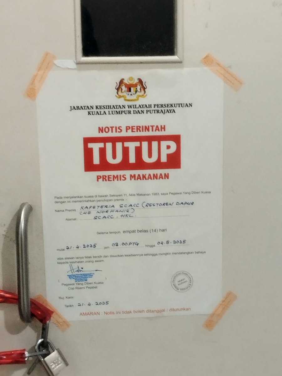 OMG HKL. In house cafe kat hospital pon kena arahan tutup sbb isu kebersihan 💆🏻‍♀️