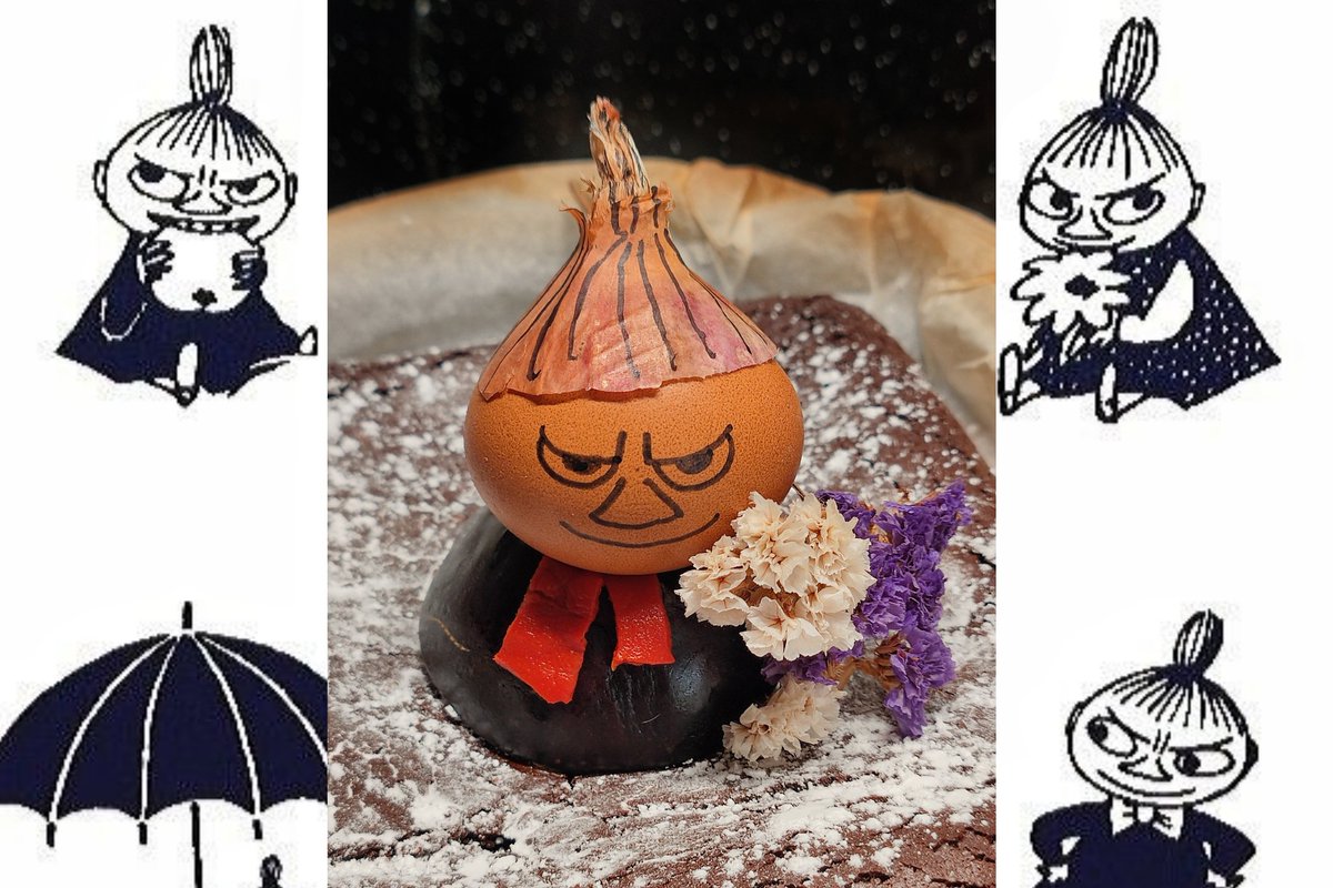 BonaVivant's tweet photo. Cuando no tienes padrino, pero sí escalivada. Aquí mi mona-moomin, casera y sin gastarme un duro, con la tremenda Little My hecha con piel de cebolla, un huevo vacío del brownie, una tira de pimiento y cuerpo de berenjena. Tróspida pero simpaticota, ¿no? #Moomin #monadepascua https://t.co/ISpFOM20D3