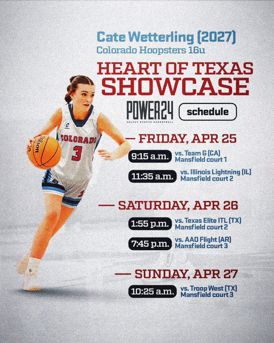Cate Wetterling (@catewetterling) on Twitter photo I’ll be in the Dallas/Mansfield area this weekend at the Heart of Texas showcase with my <a href="/COHoopsters/">Colorado Hoopsters</a> team! Here is my schedule. I’ll be in the Dallas/Mansfield area this weekend at the Heart of Texas showcase with my <a href="/COHoopsters/">Colorado Hoopsters</a> team! Here is my schedule.