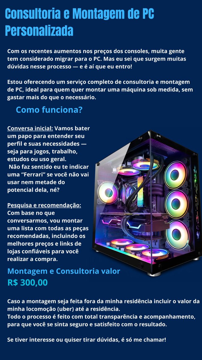 Estou fazendo montagem de PC gamer, para quem interessar mais infos na imagem