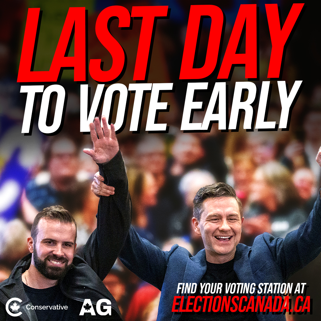 AaronGunn's tweet image. TODAY is the last day to vote early! You have until 9PM to cast your ballot for common sense at the locations below. Let&apos;s bring it home! 🇨🇦

9AM-9PM, April 21, 2025

Campbell River: Maritime Heritage Centre
Comox: Comox Recreation Centre
Courtenay: Comox Valley Sports Centre…